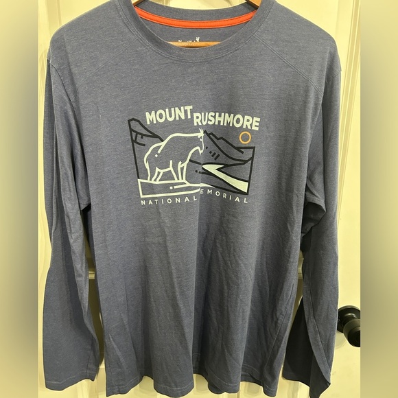 GUC Mount Rushmore Blue Long Sleeve T-Shirt with mountain goat graphic size L - Picture 4 of 8